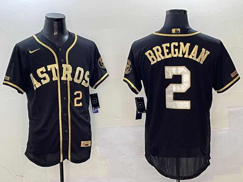 Men Houston Astros #2 Bregman Black Gold Elite 2025 Nike MLB Jersey style 3